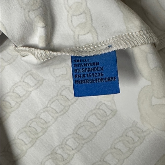 J. McLaughlin nwt Brea wrap gold optic link chain print white stretchy dress - Picture 6 of 9
